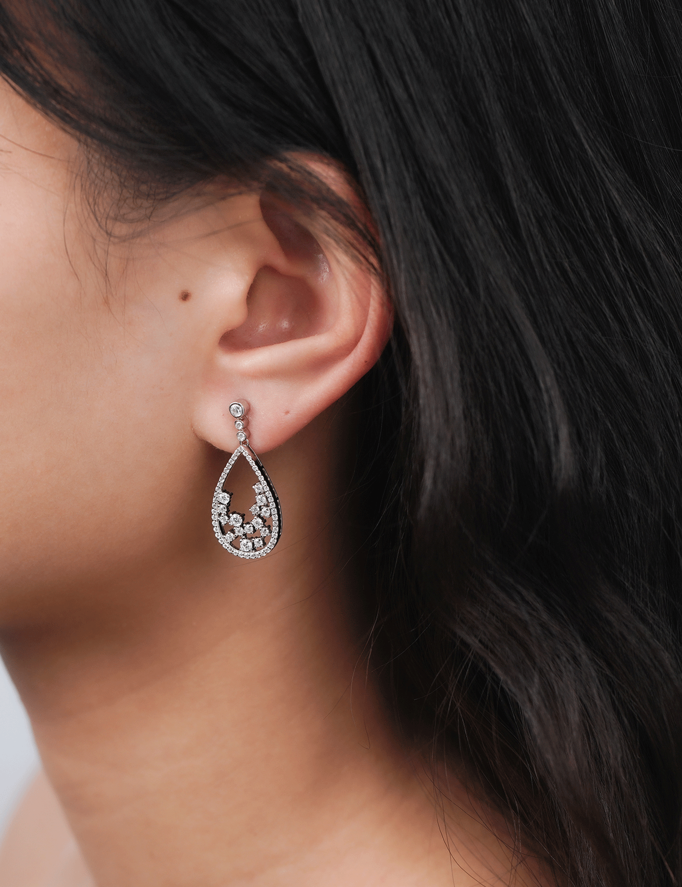 Moissanite Teardrop Cluster Dangle Earrings for Women