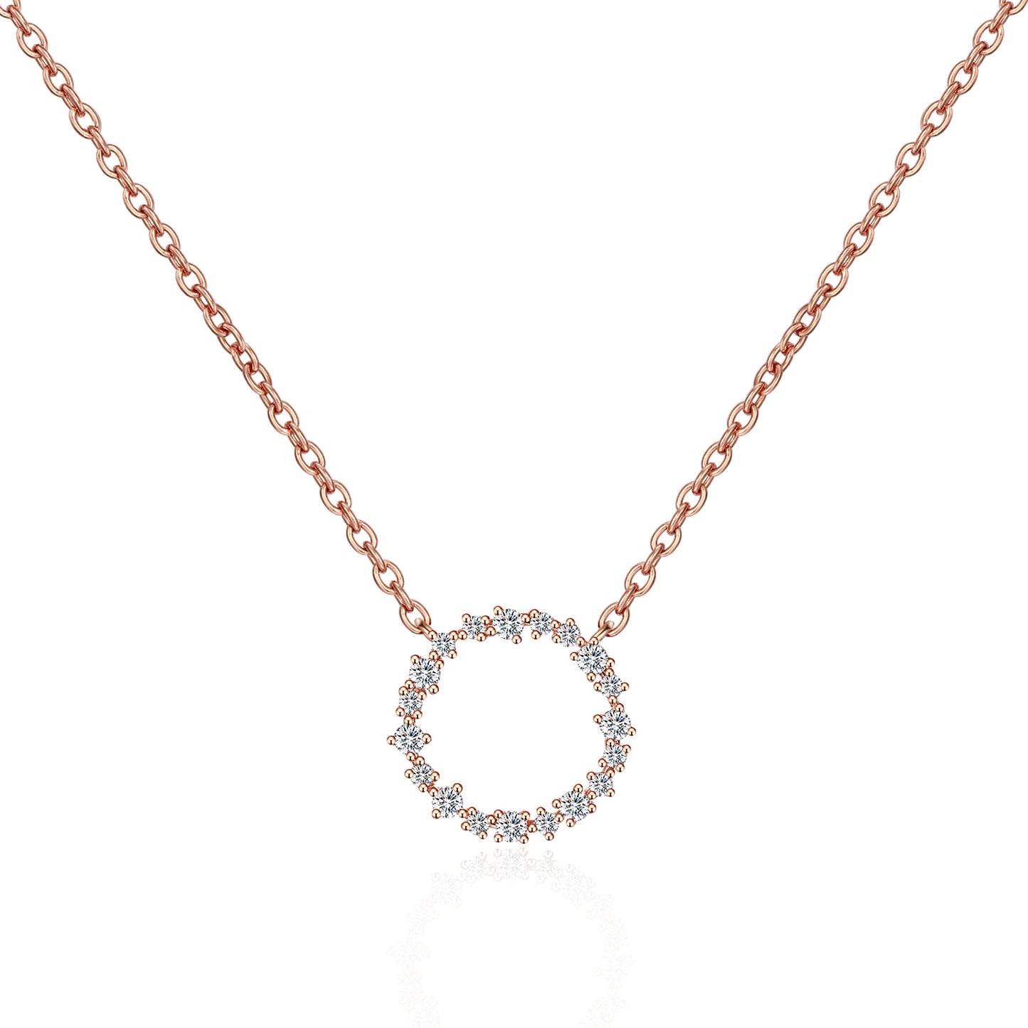 Moissanite Circle Pendant Necklaces for Women