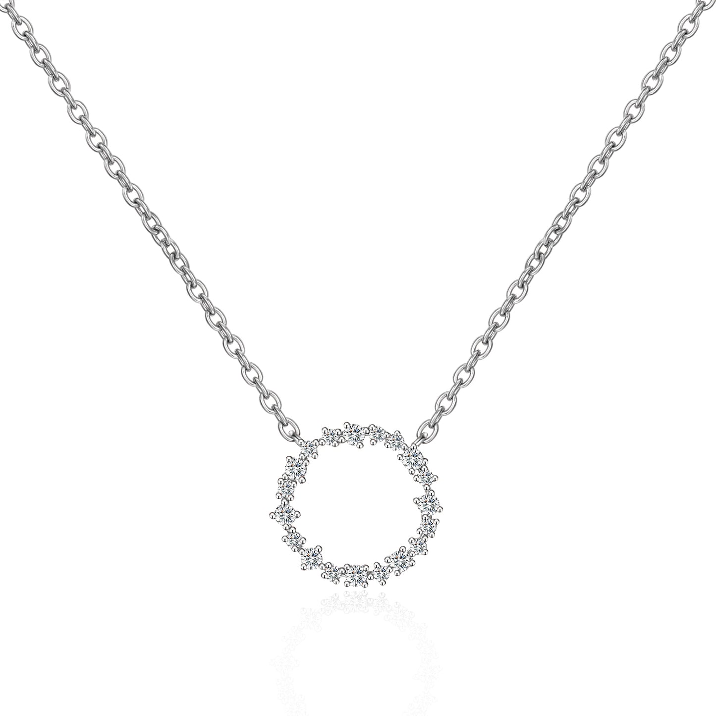 Moissanite Circle Pendant Necklaces for Women