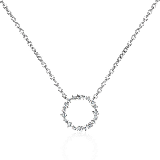 Moissanite Circle Pendant Necklaces for Women