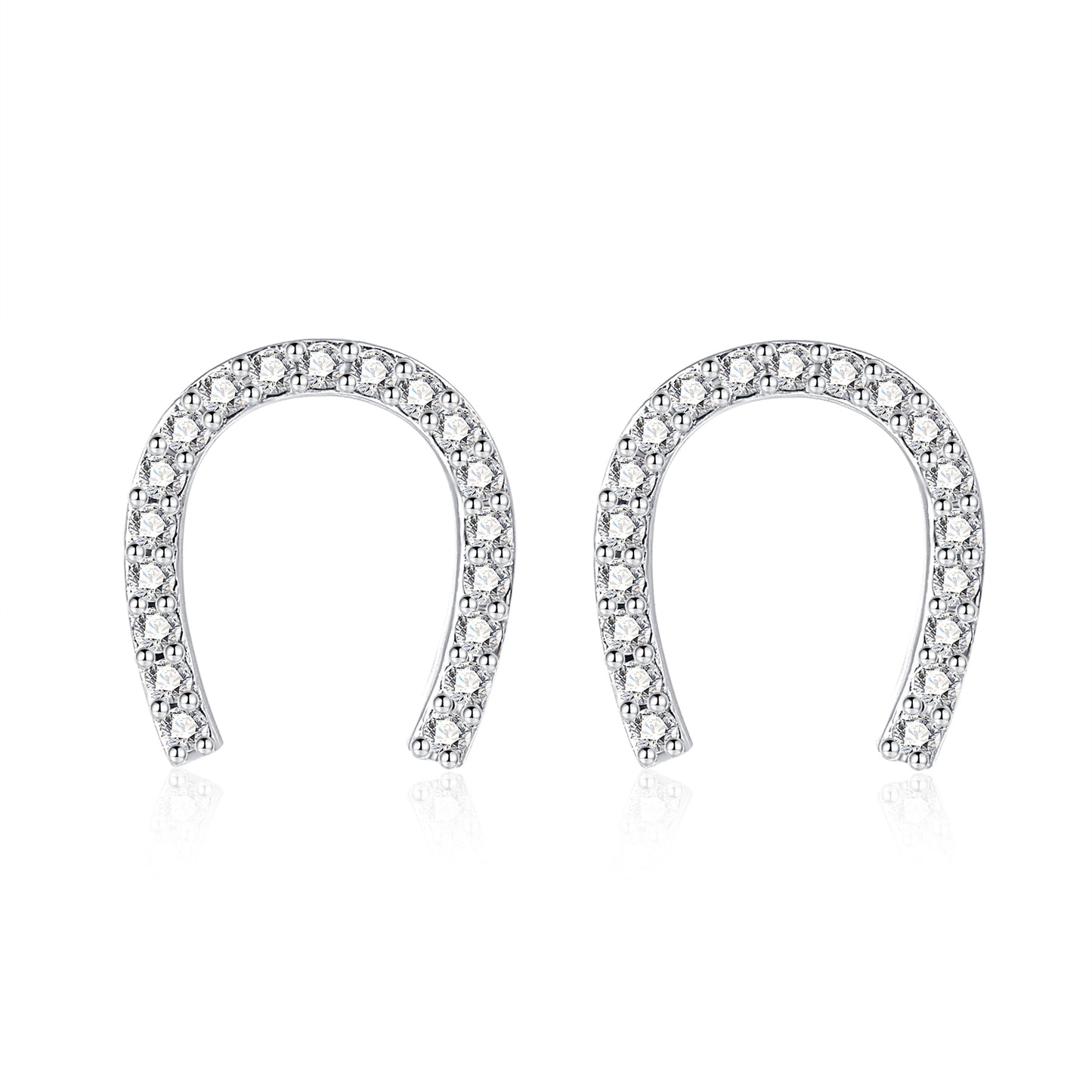 Moissanite Horseshoe Stud Earrings for Women