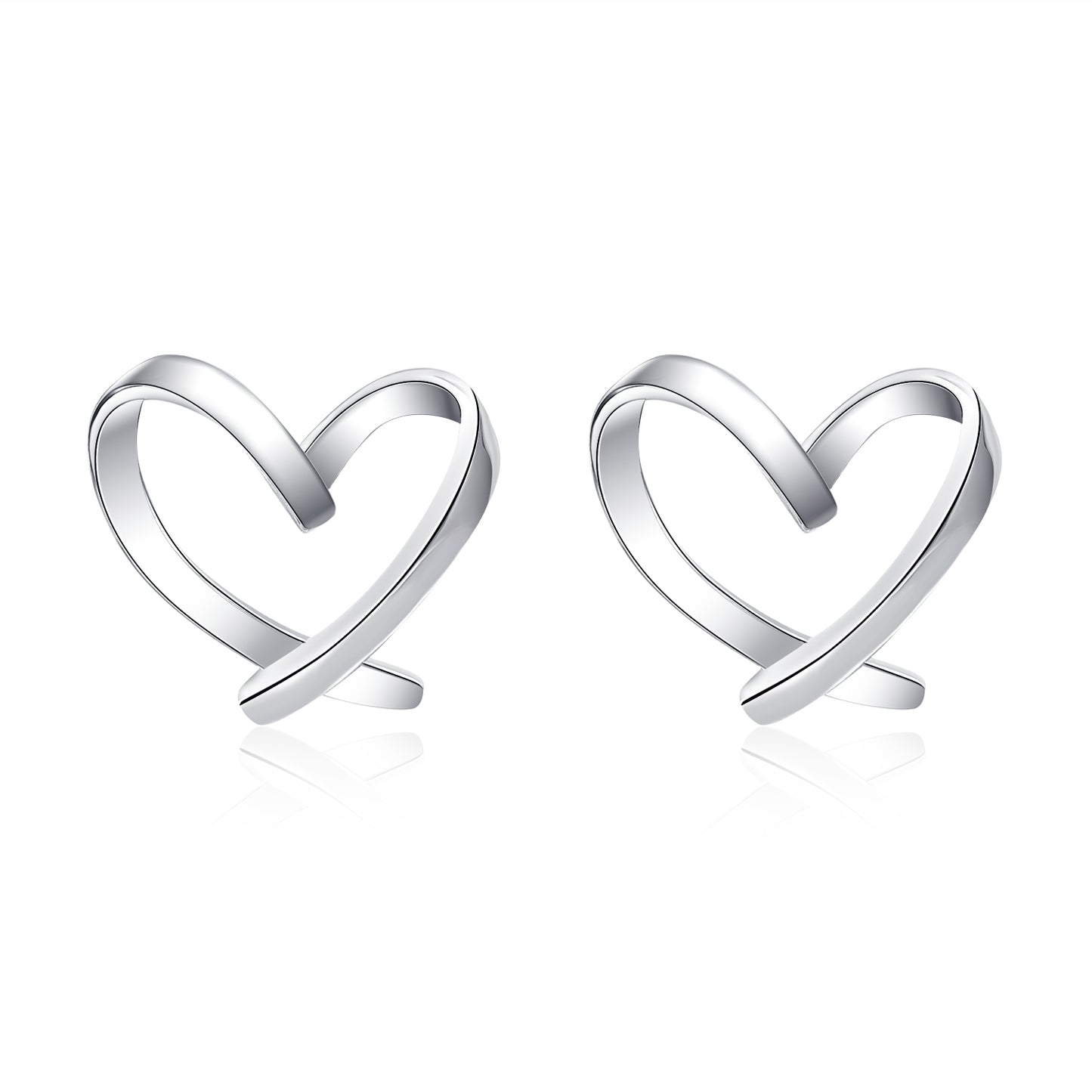 Moissanite Open Heart  Sterling Silver Stud Earrings for Women