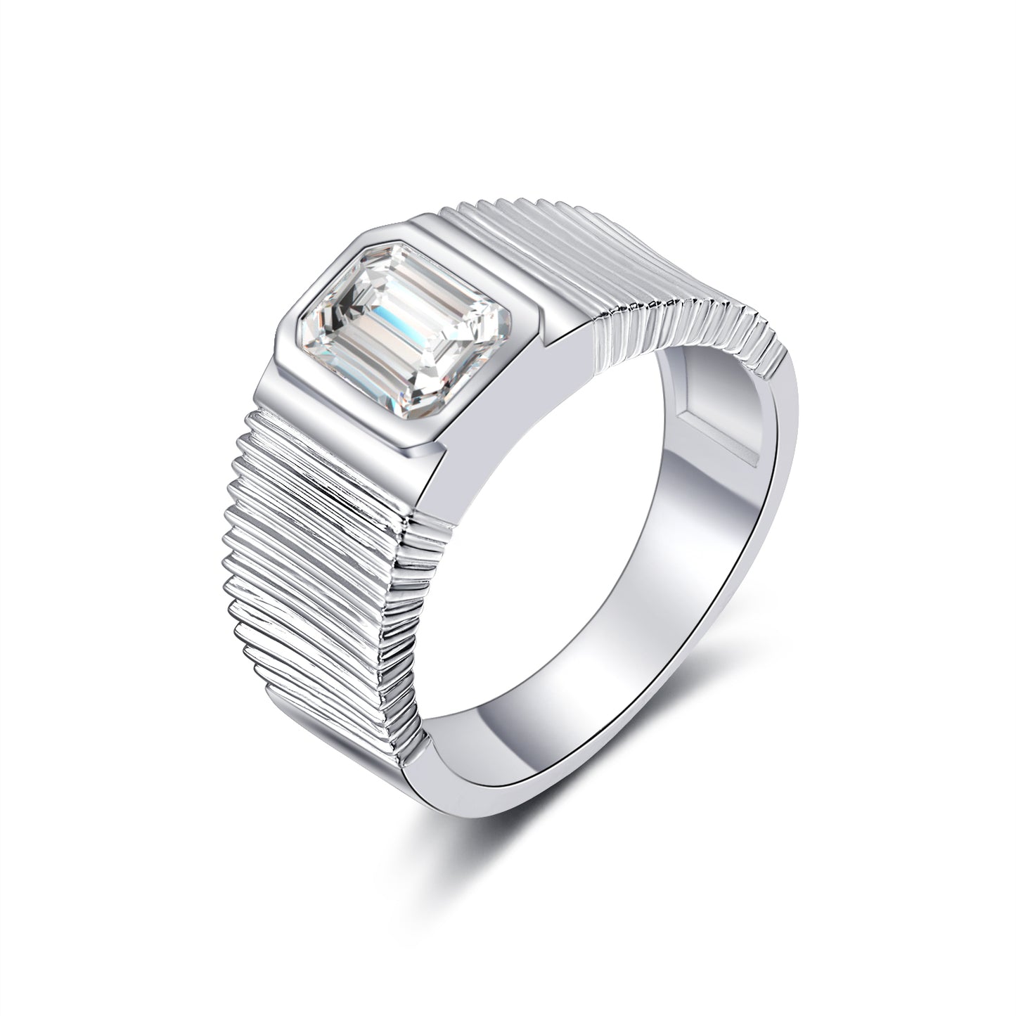 1CT Moissanite Emerald Cut Engagement Ring for Women