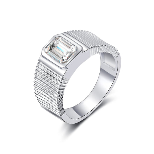 1CT Moissanite Emerald Cut Engagement Ring for Women