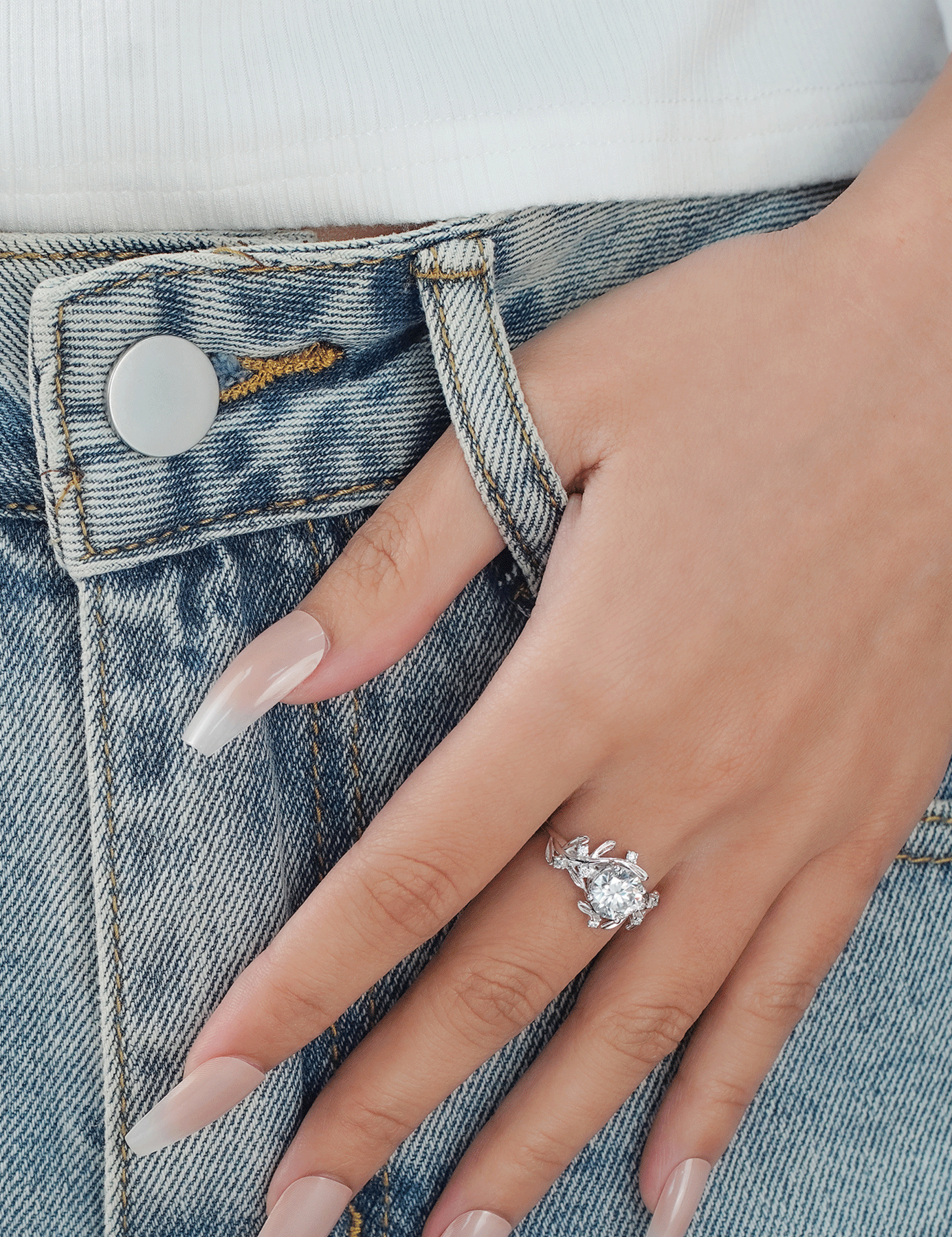 Solitaire Moissanite Engagement Promise Rings