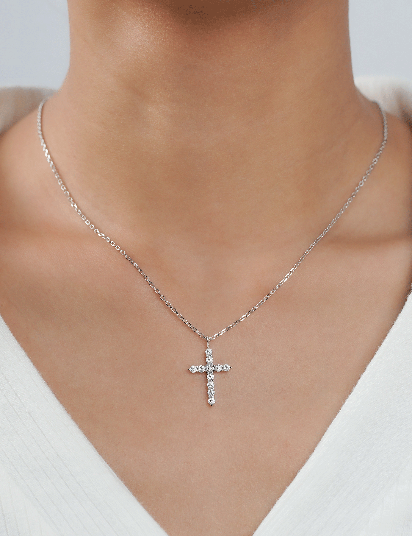 Cross Moissanite Pendant Necklace for Women