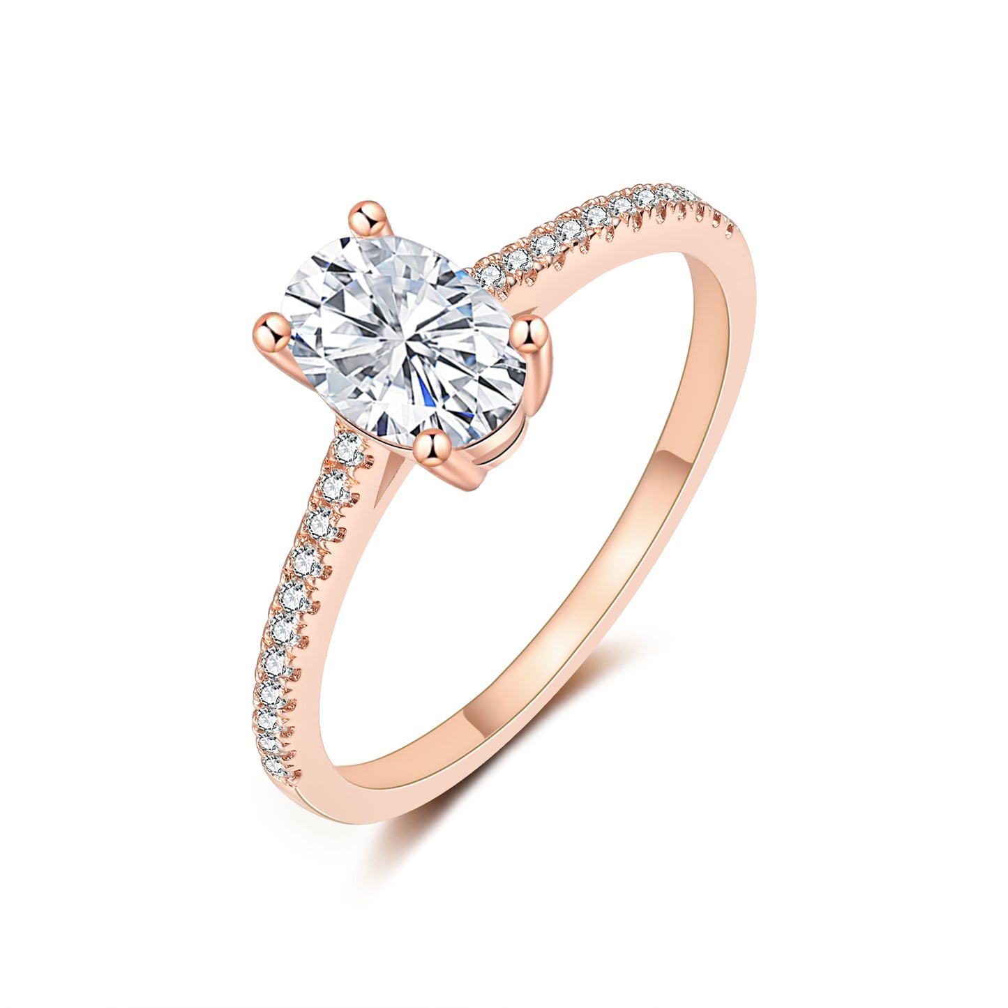 Moissanite Oval Rose Gold Bridal Wedding Ring Set for Women