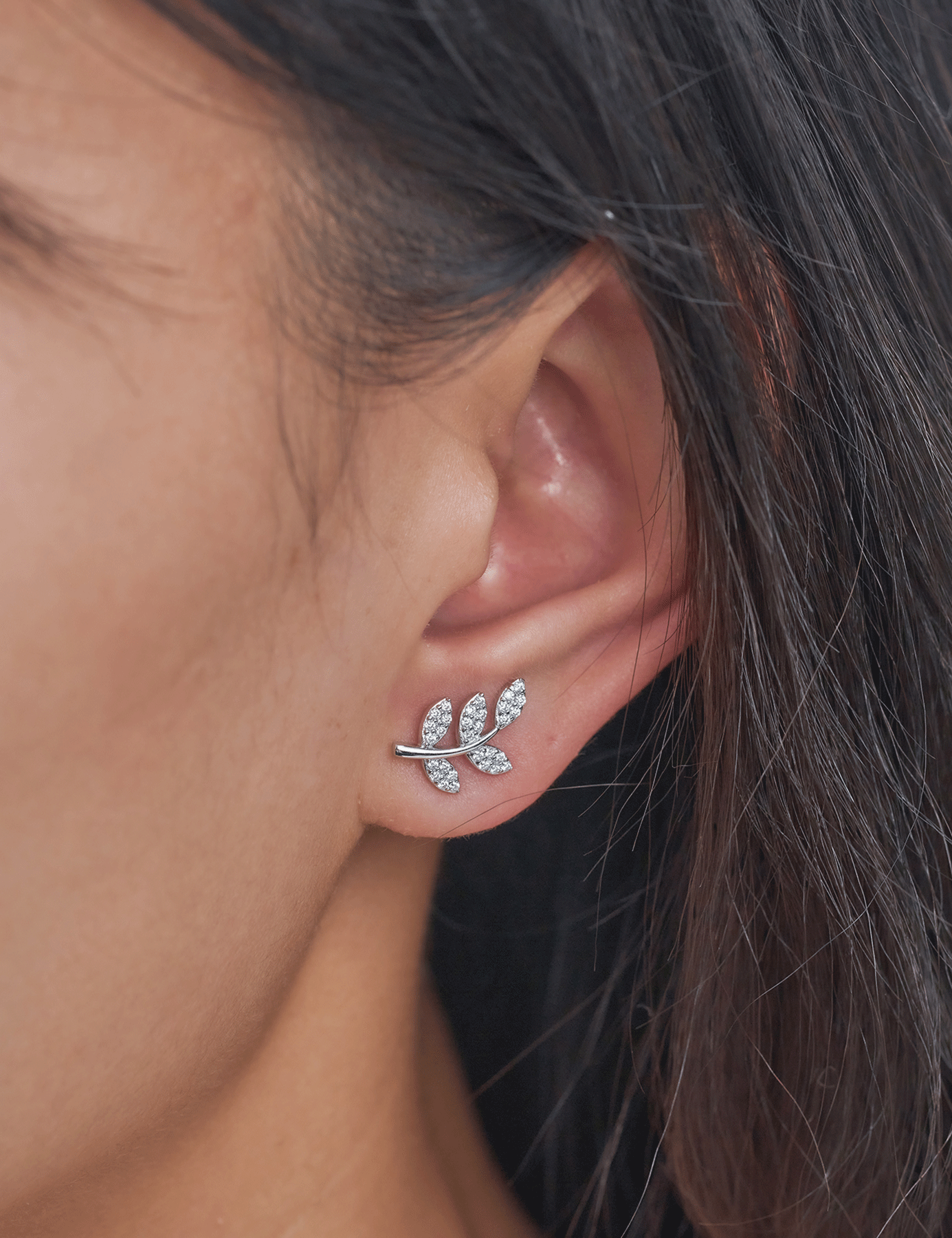 Moissanite Leaf Nature Inspired Stud Earrings for Women