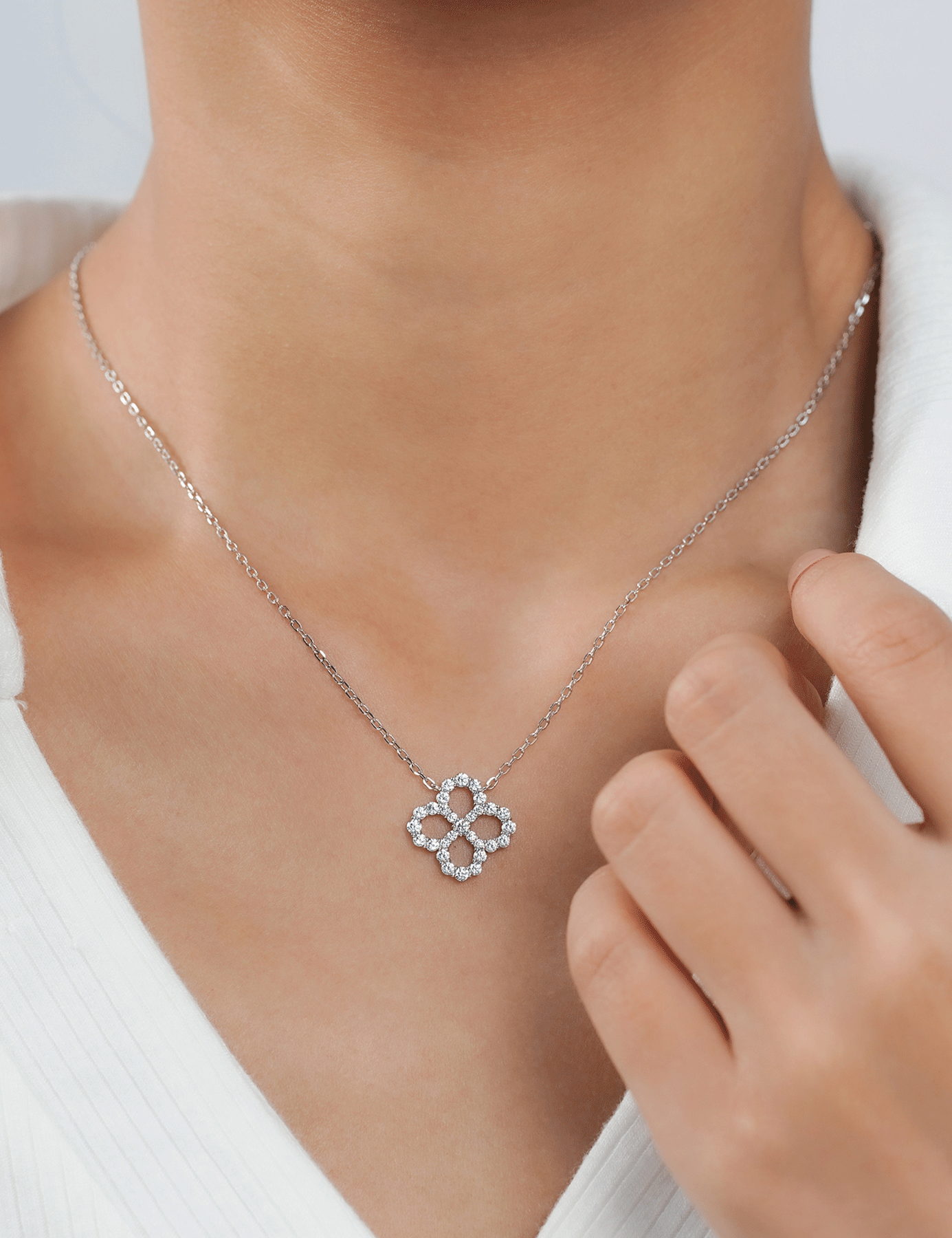 Moissanite Open Clover Necklaces for Women