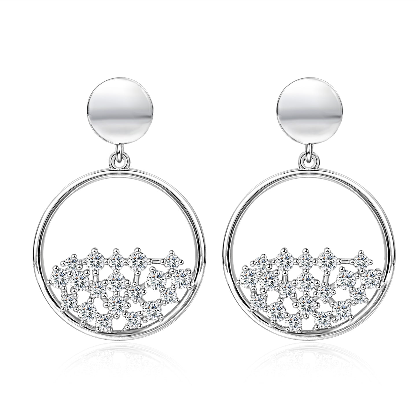 Moissanite Cluster Circle Drop Dangle Earrings for Women