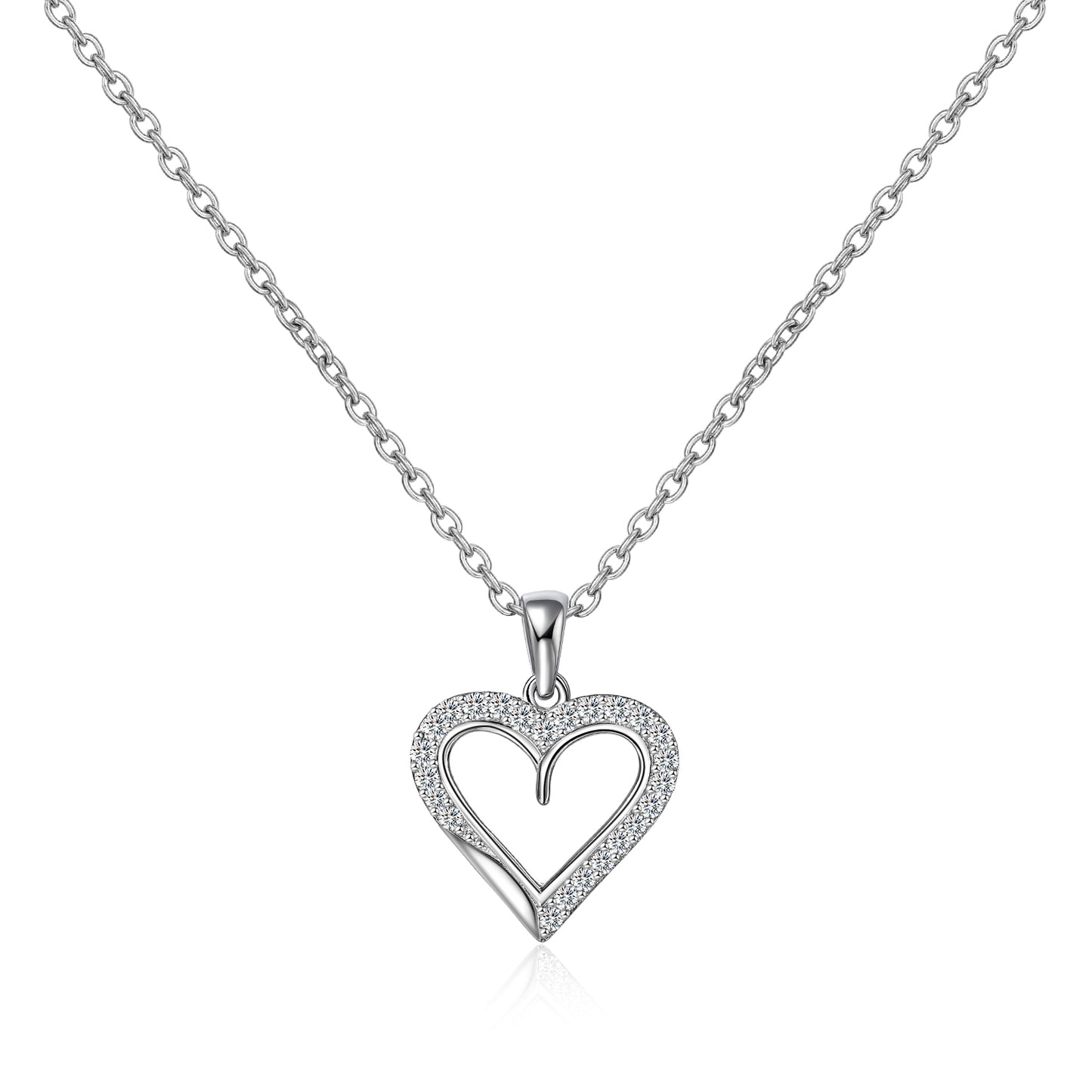 Moissanite Open Heart Shaped Pendent Necklace for Women