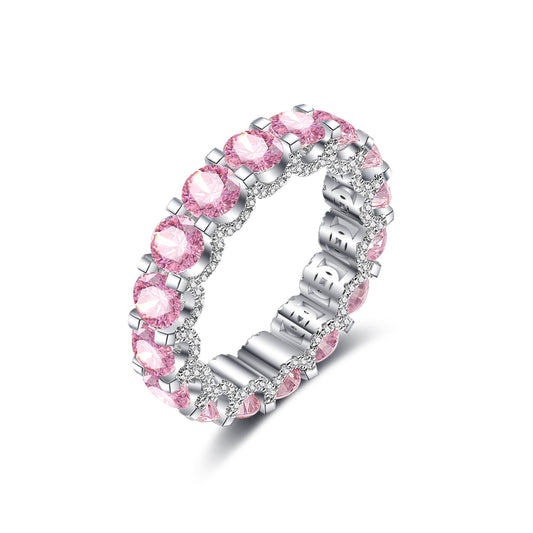 Pink Moissanite Eternity Wedding Band for Women 4.6CT