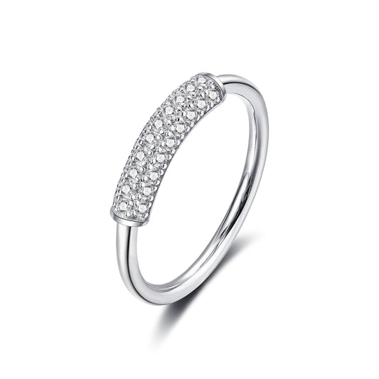 Moissanite Triple Row Half Wedding Band for Women