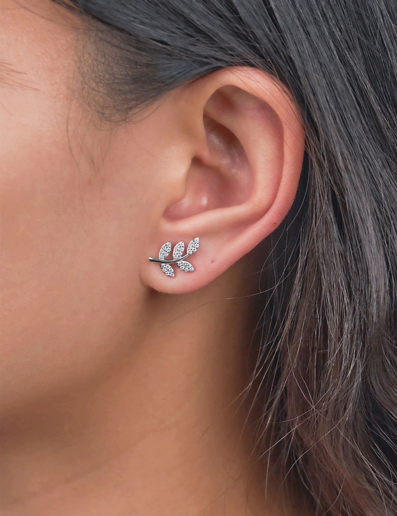 Moissanite Leaf Nature Inspired Stud Earrings for Women