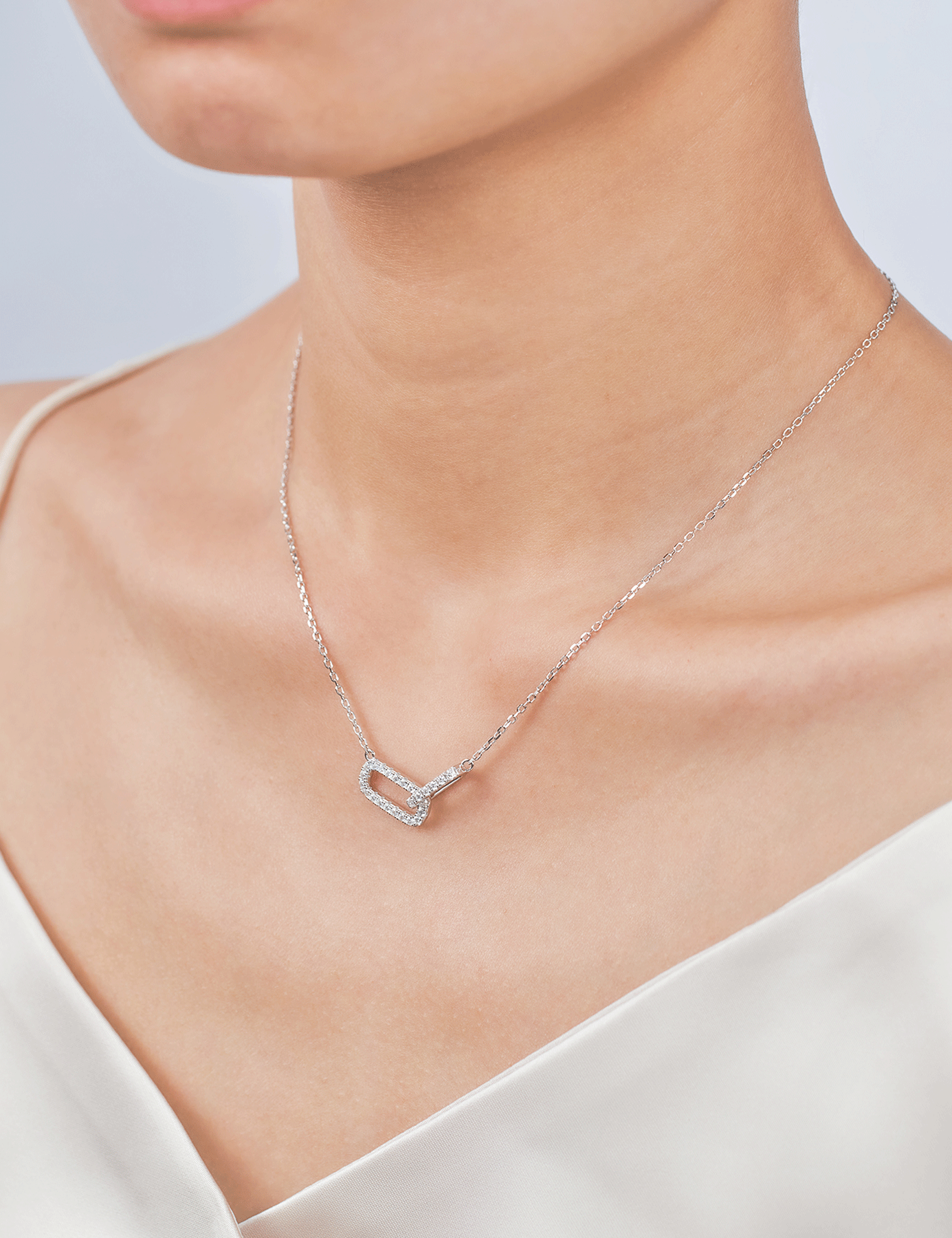 Paperclip Moissanite Pendant Necklace