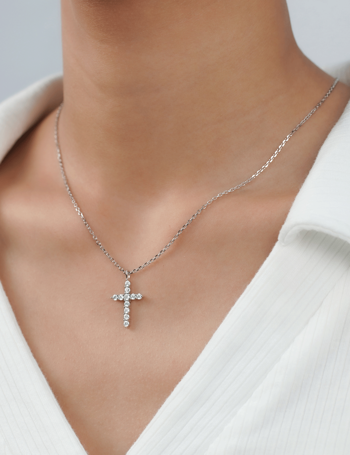 Cross Moissanite Pendant Necklace for Women