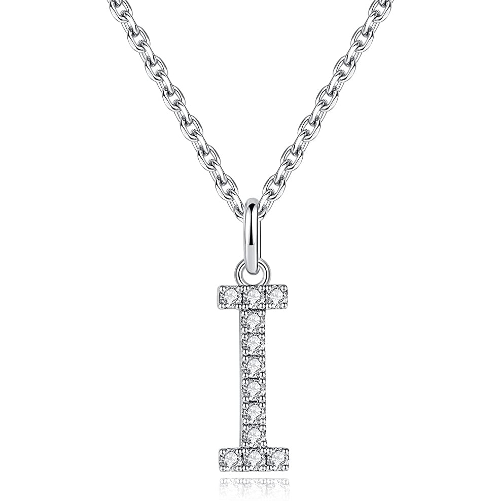 Moissanite A Initial Letter Pendant Necklace for Women in Silver