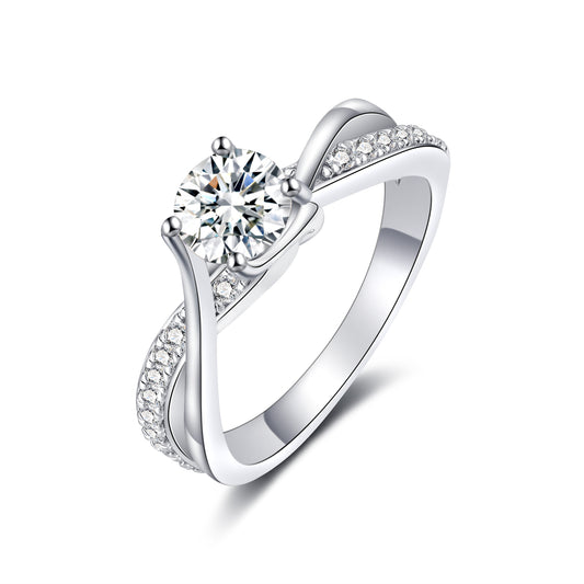 Moissanite Circle Crossed Engagement Ring for Women 1CT