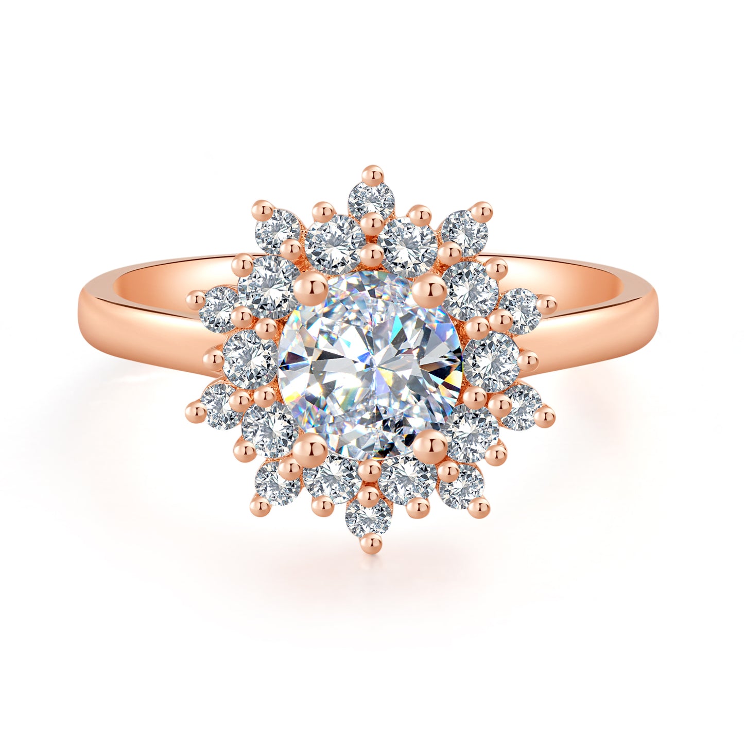 IMOLOVE Moissanite Double Halo Rose Gold Engagement Ring for Women 1CT