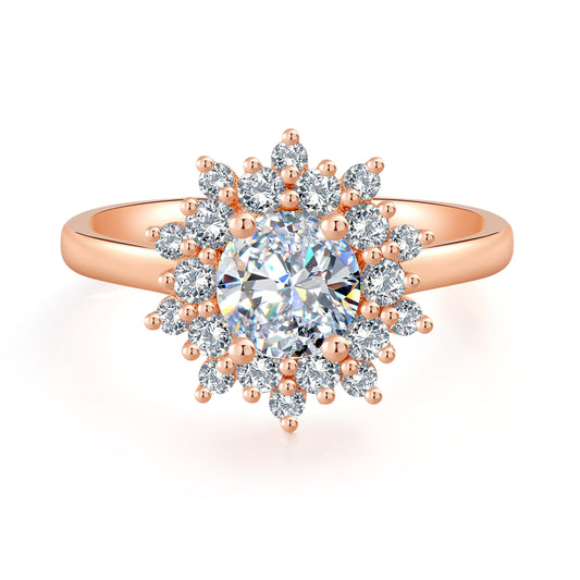 IMOLOVE Moissanite Double Halo Rose Gold Engagement Ring for Women 1CT