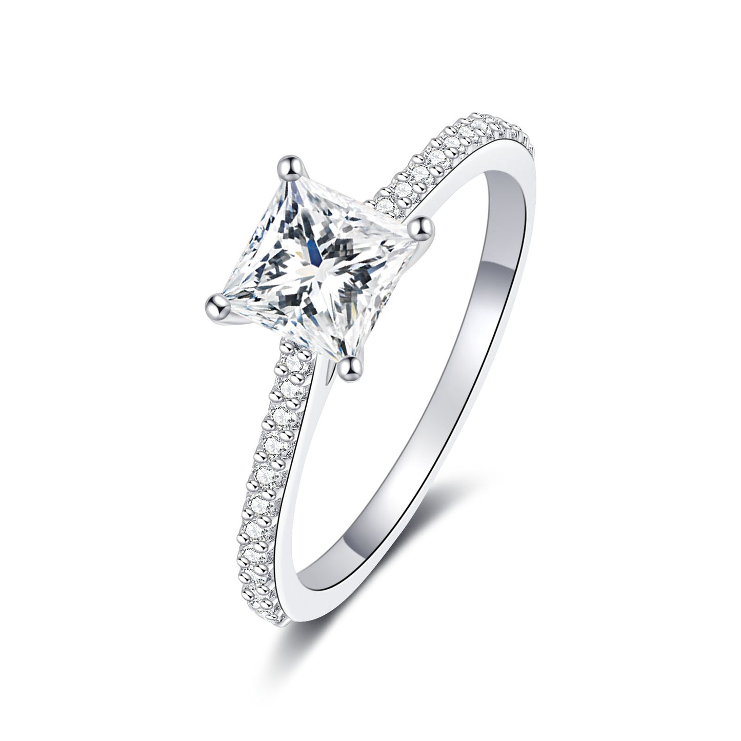 Princess Cut Solitaire Moissanite Engagement Ring for Women 1.35CT