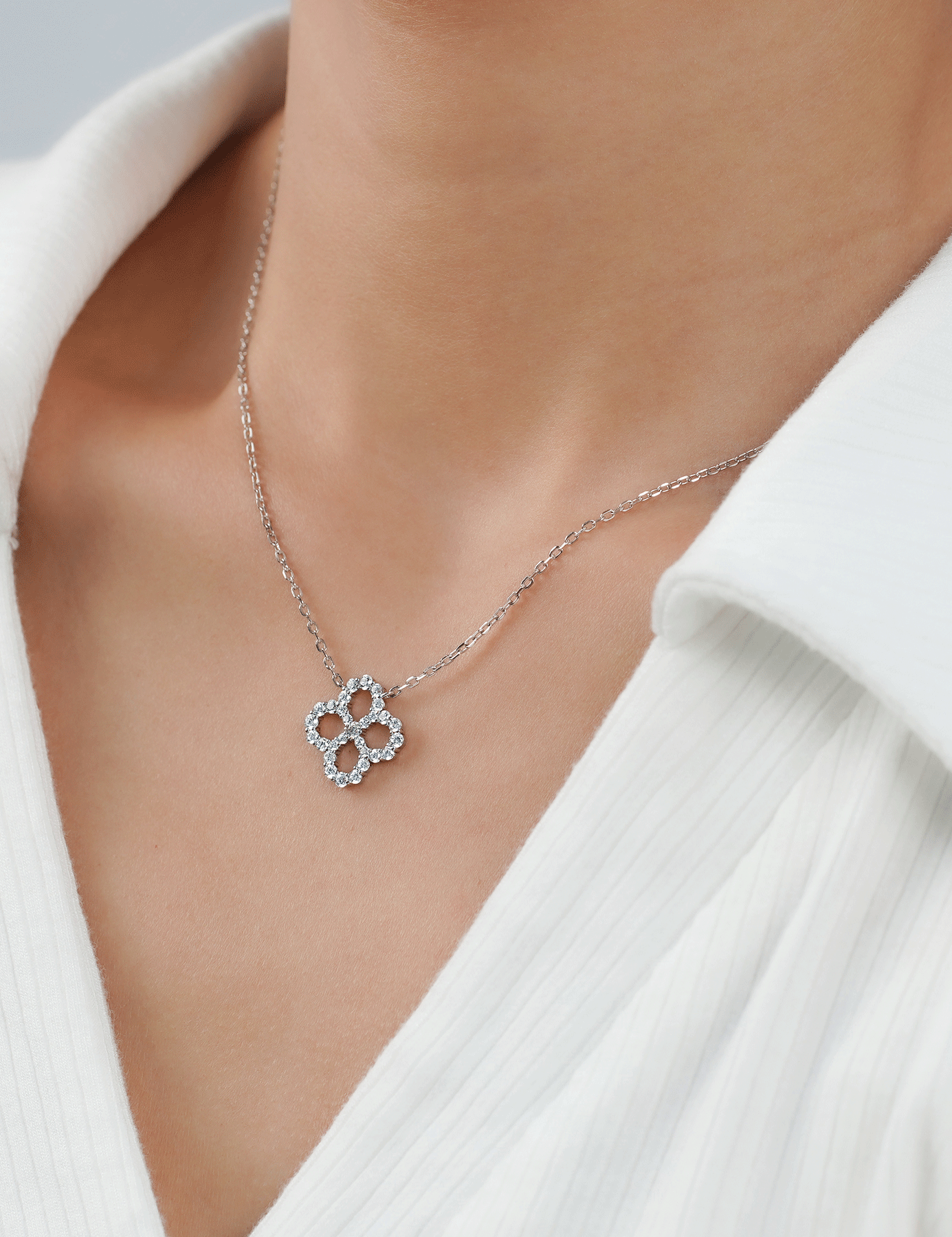 Moissanite Open Clover Necklaces for Women