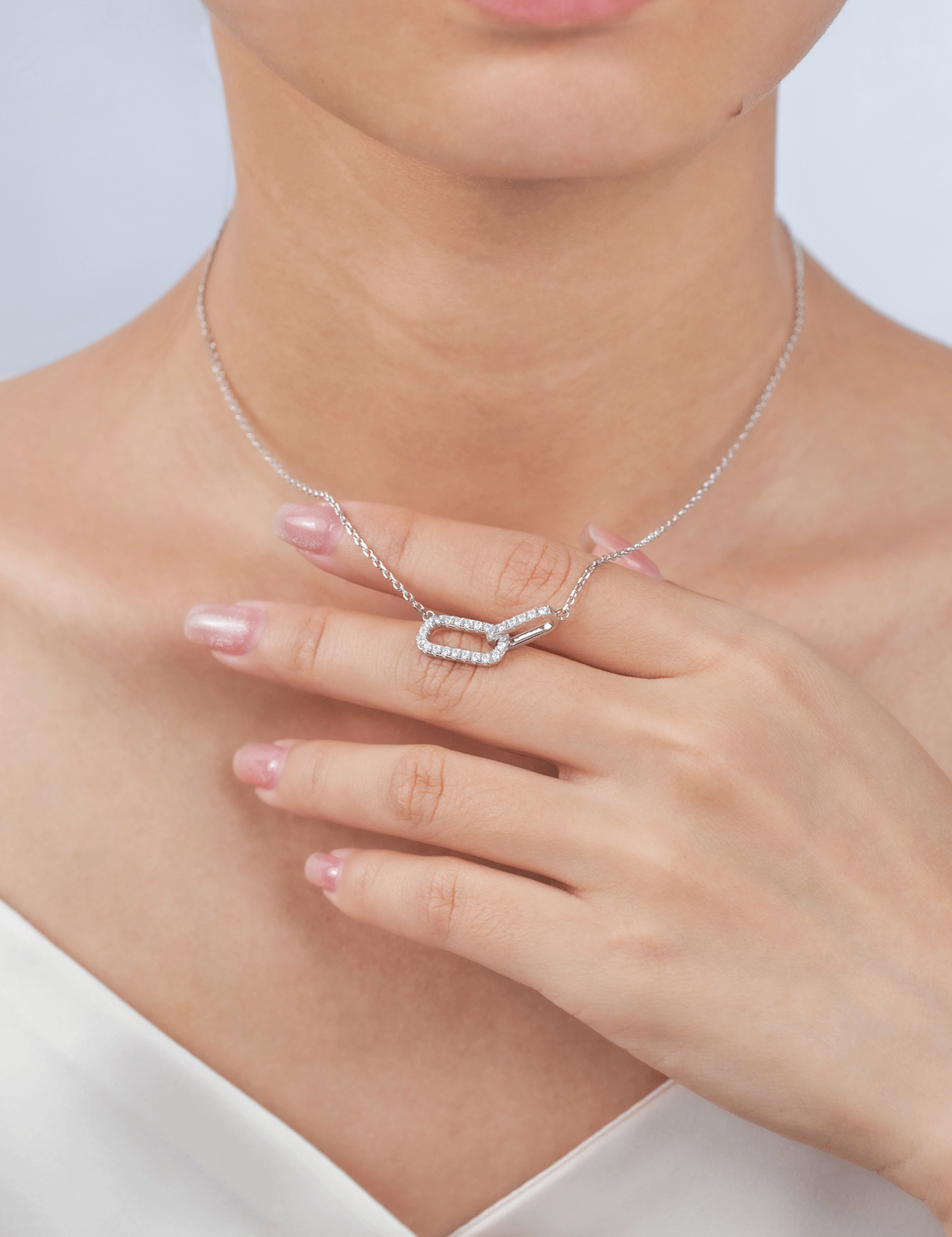 Paperclip Moissanite Pendant Necklace