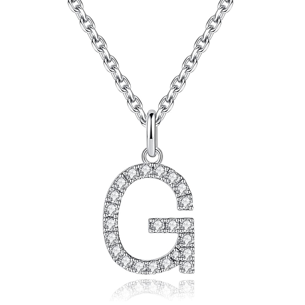 Moissanite A Initial Letter Pendant Necklace for Women in Silver