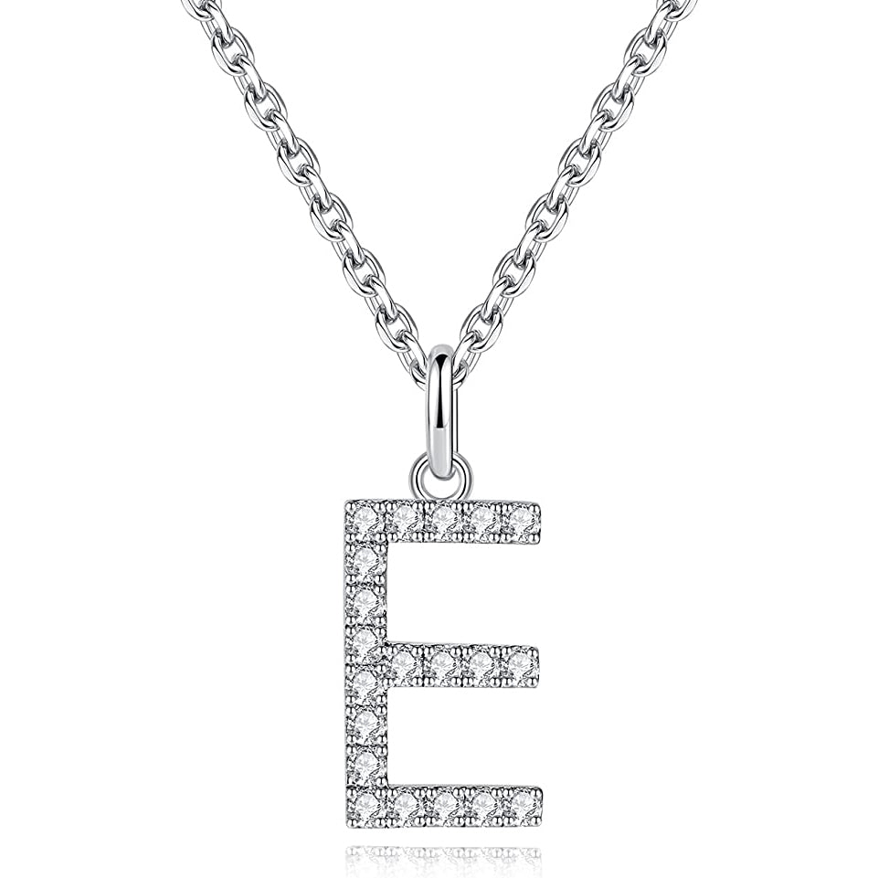 Moissanite A Initial Letter Pendant Necklace for Women in Silver