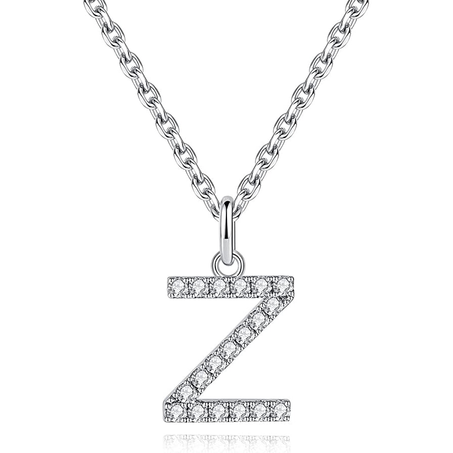 Moissanite A Initial Letter Pendant Necklace for Women in Silver