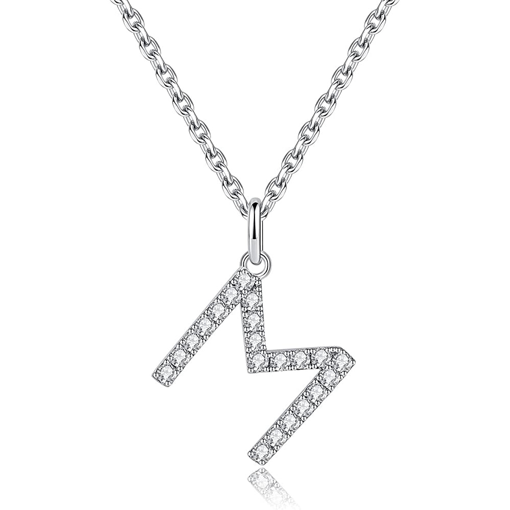 Moissanite A Initial Letter Pendant Necklace for Women in Silver