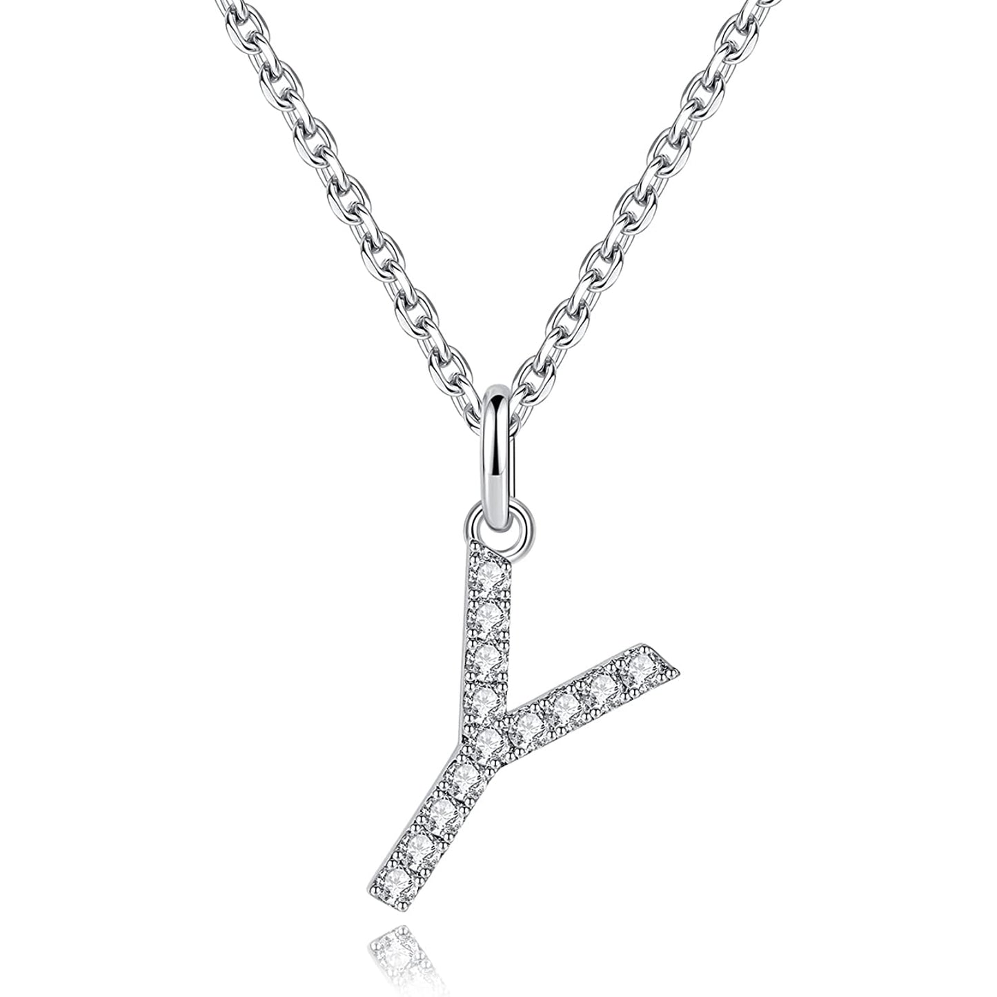 Moissanite A Initial Letter Pendant Necklace for Women in Silver