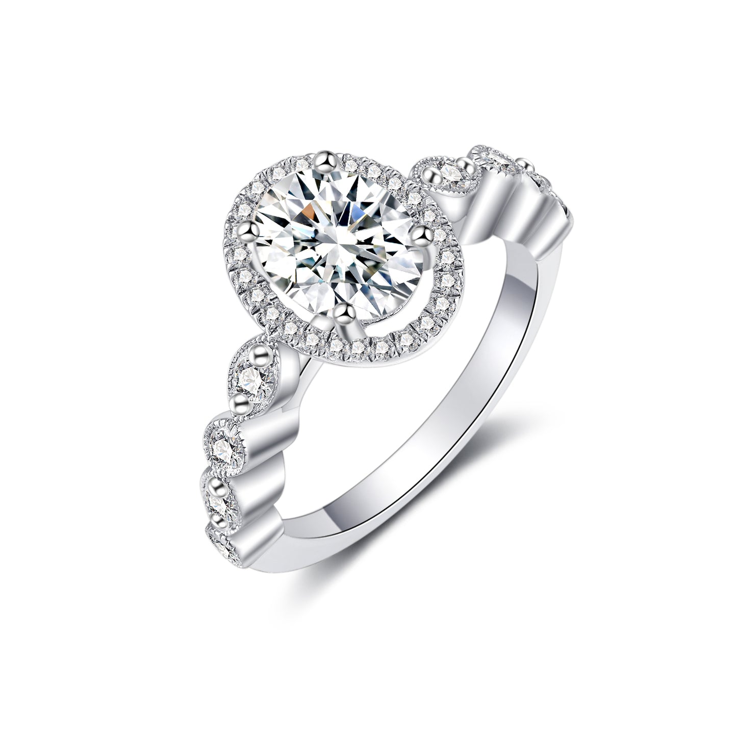 Oval Halo Moissanite Engagement Rings for Women 1.25CT