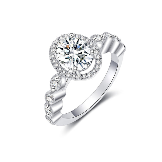 Oval Halo Moissanite Engagement Rings for Women 1.25CT