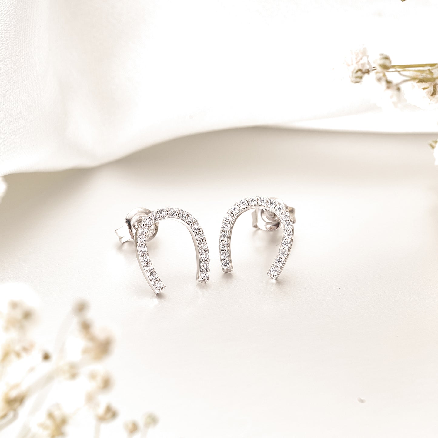 Moissanite Horseshoe Stud Earrings for Women