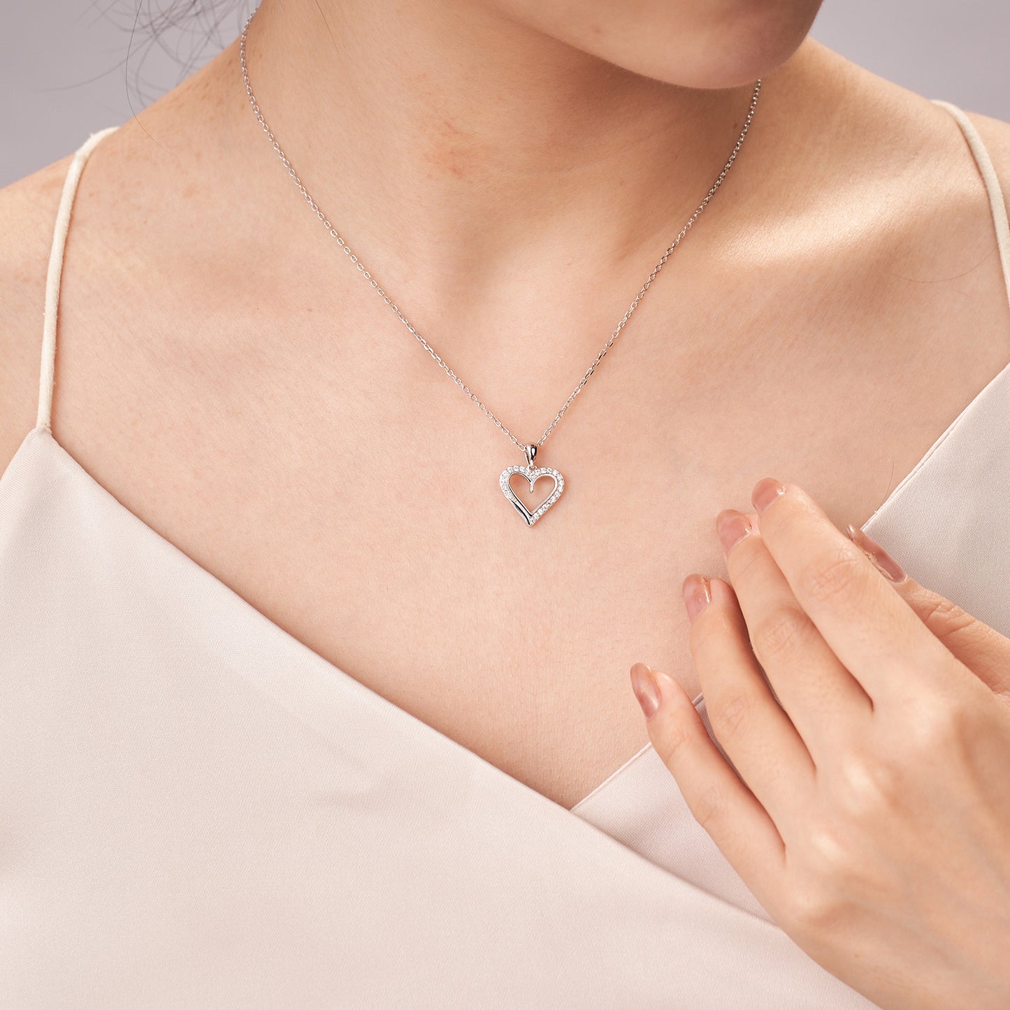 Moissanite Open Heart Shaped Pendent Necklace for Women