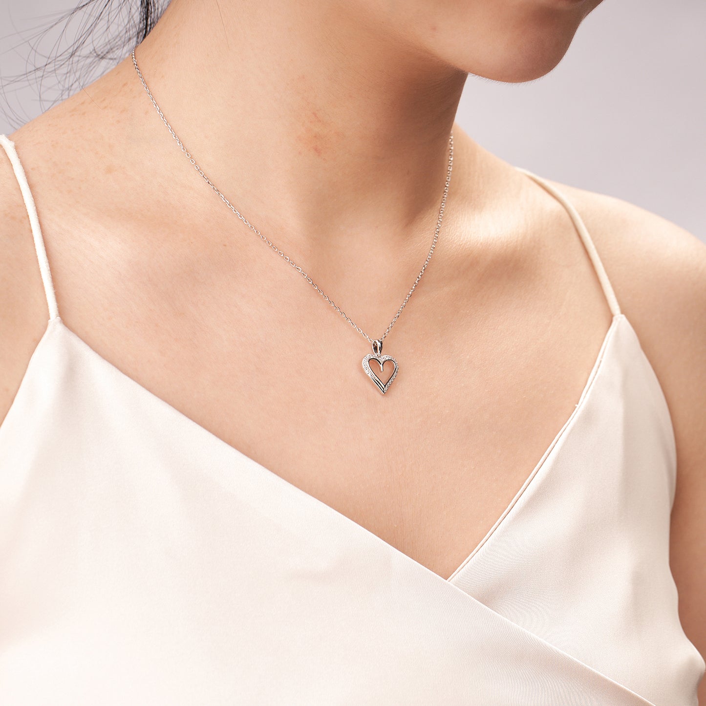 Moissanite Open Heart Shaped Pendent Necklace for Women