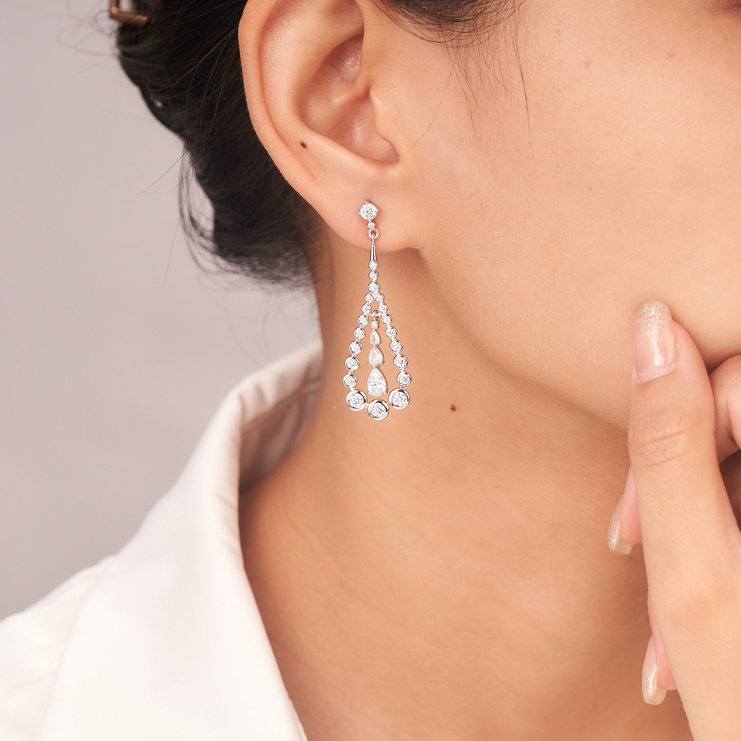 Moissanite Teardrop Dangle Chandelier Earrings for Women