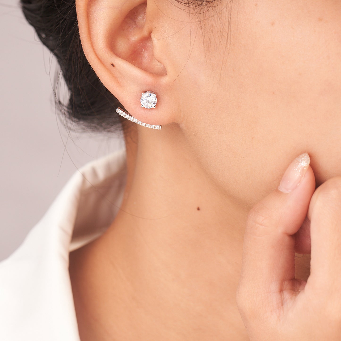 Moissanite Ear Jacket Earrings for Women