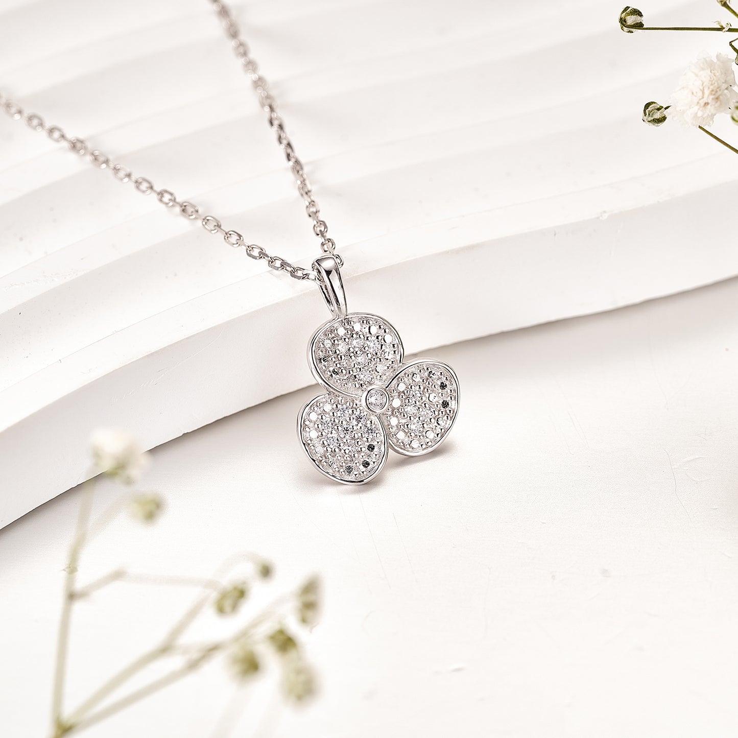 Moissanite Flower Pendant Necklace for Women