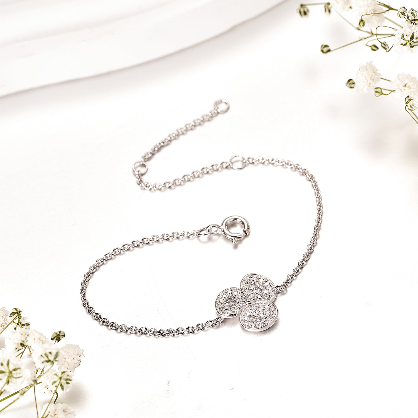 Moissanite Flower Bracelets for Women in Sterling Silver