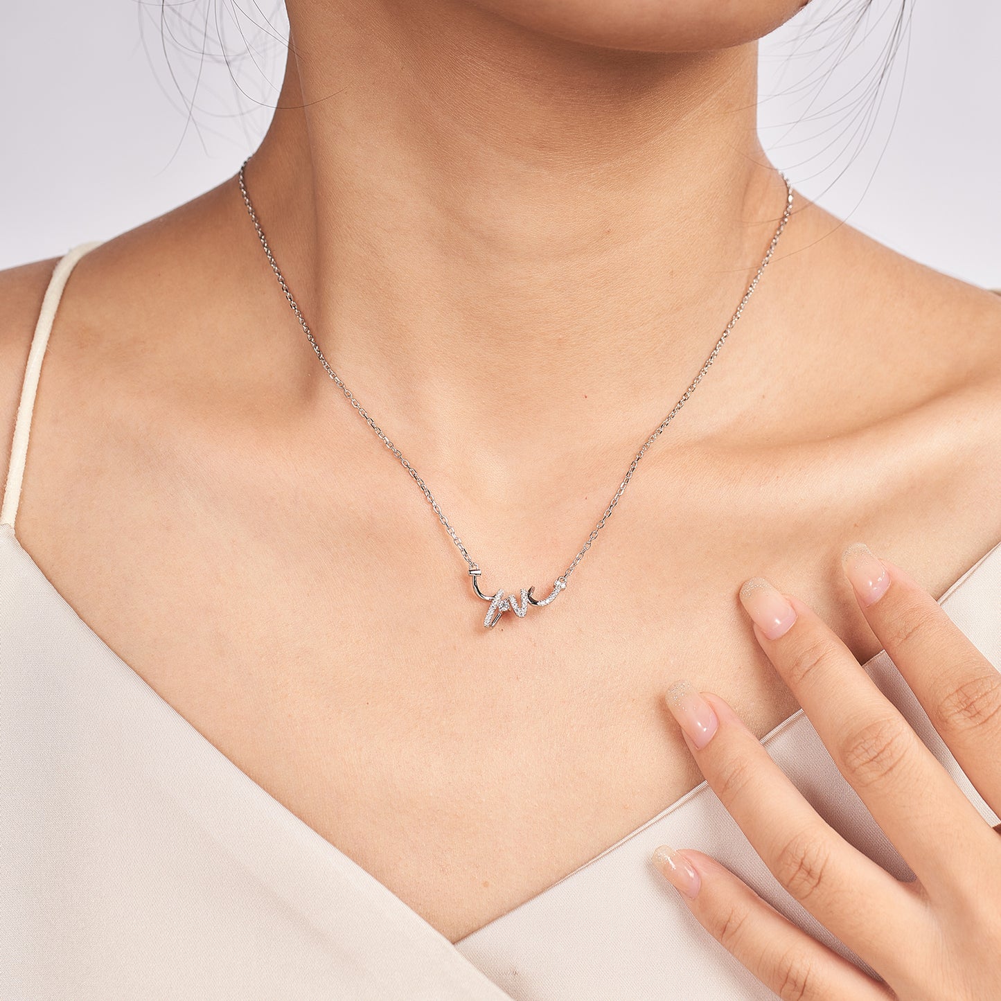 Moissanite Love Letter Necklaces for Womenin Sterling Silver