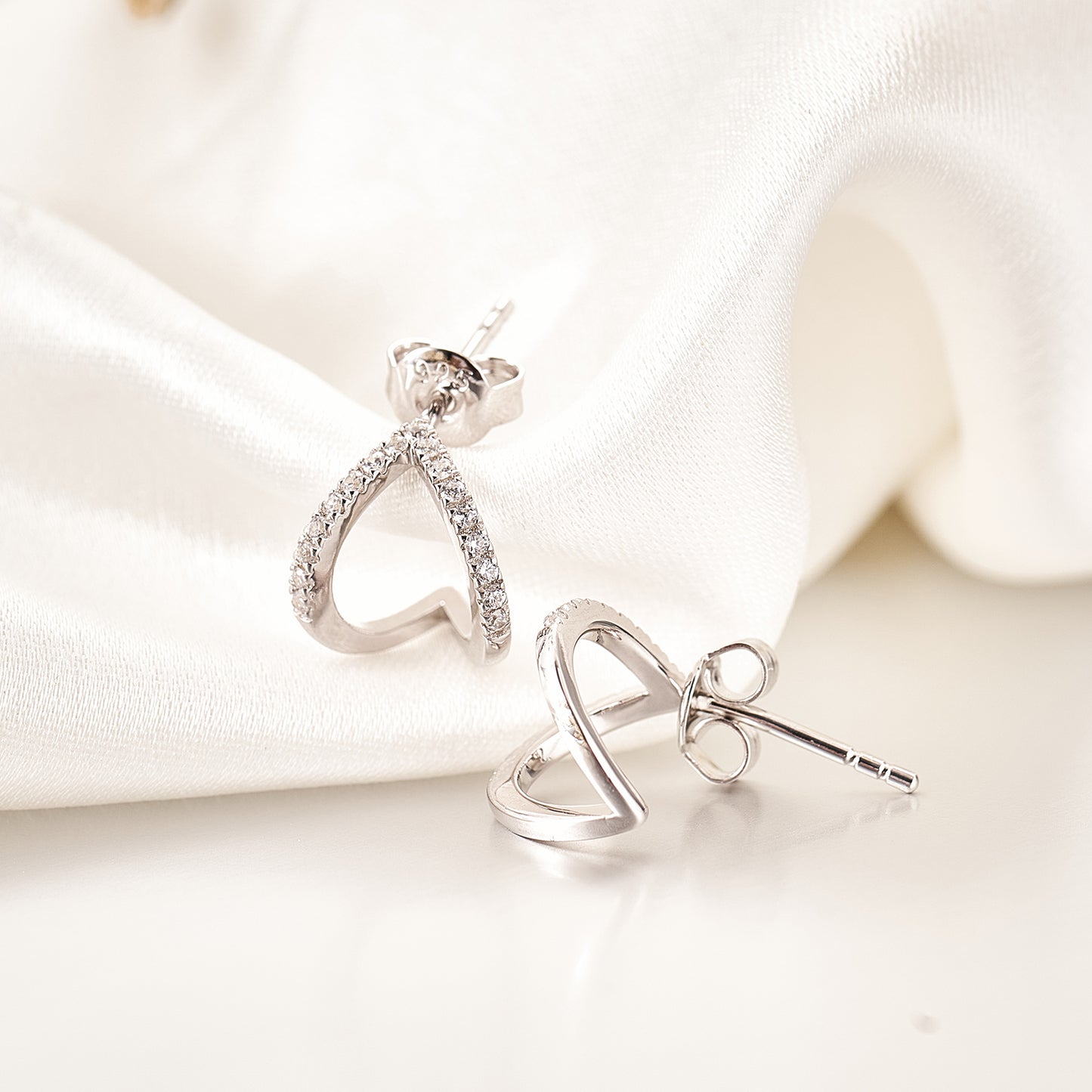 Moissanite Split Half Hoop Stud Earrings for Women