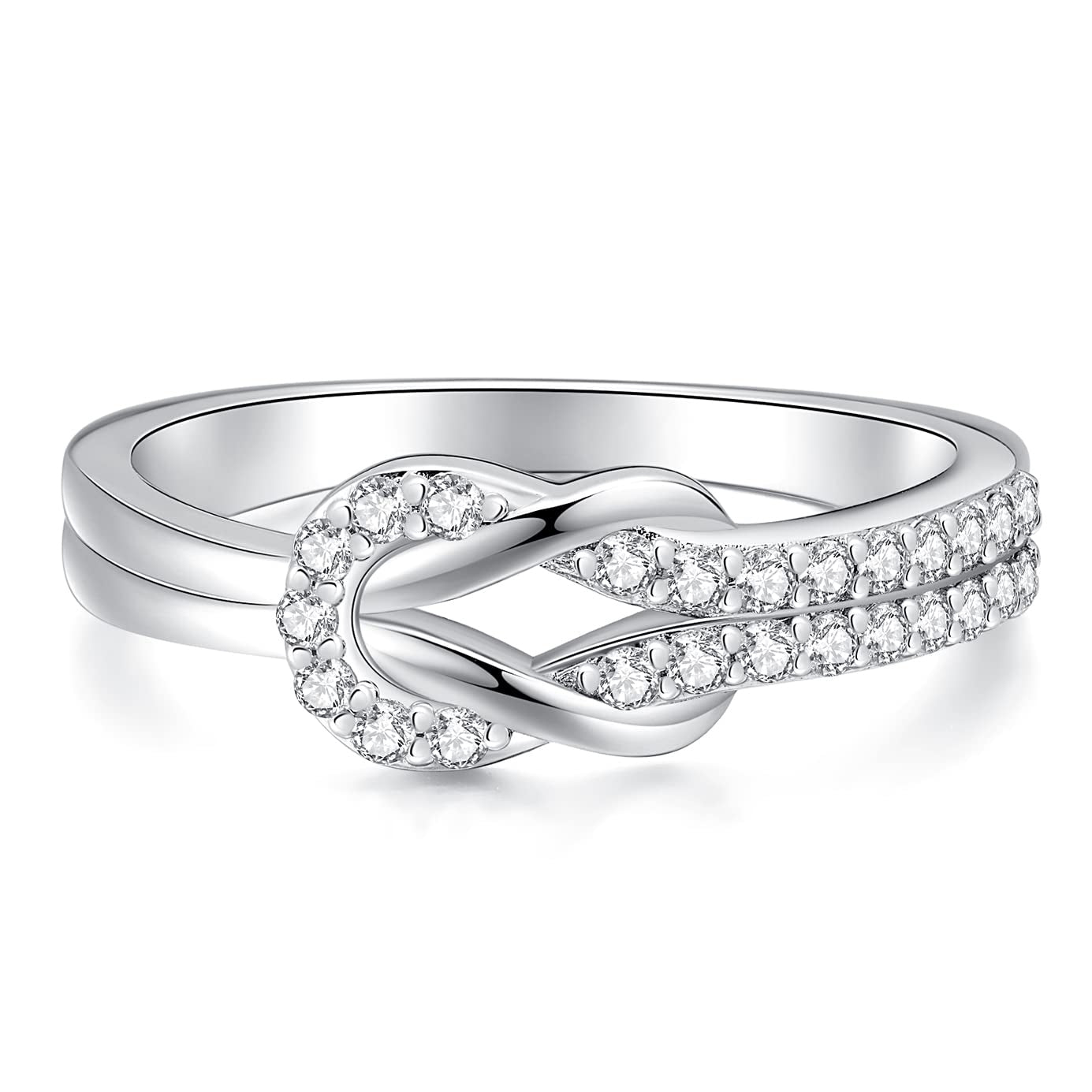 Moissanite Mother and Daughter Rings with Suqare Knot