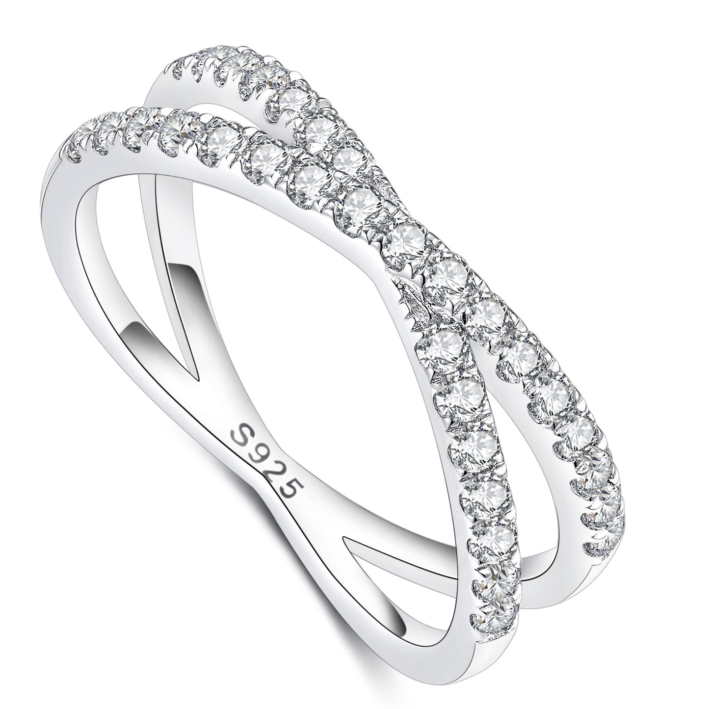 Moissanite Criss Cross Eternity Wedding Band for Women