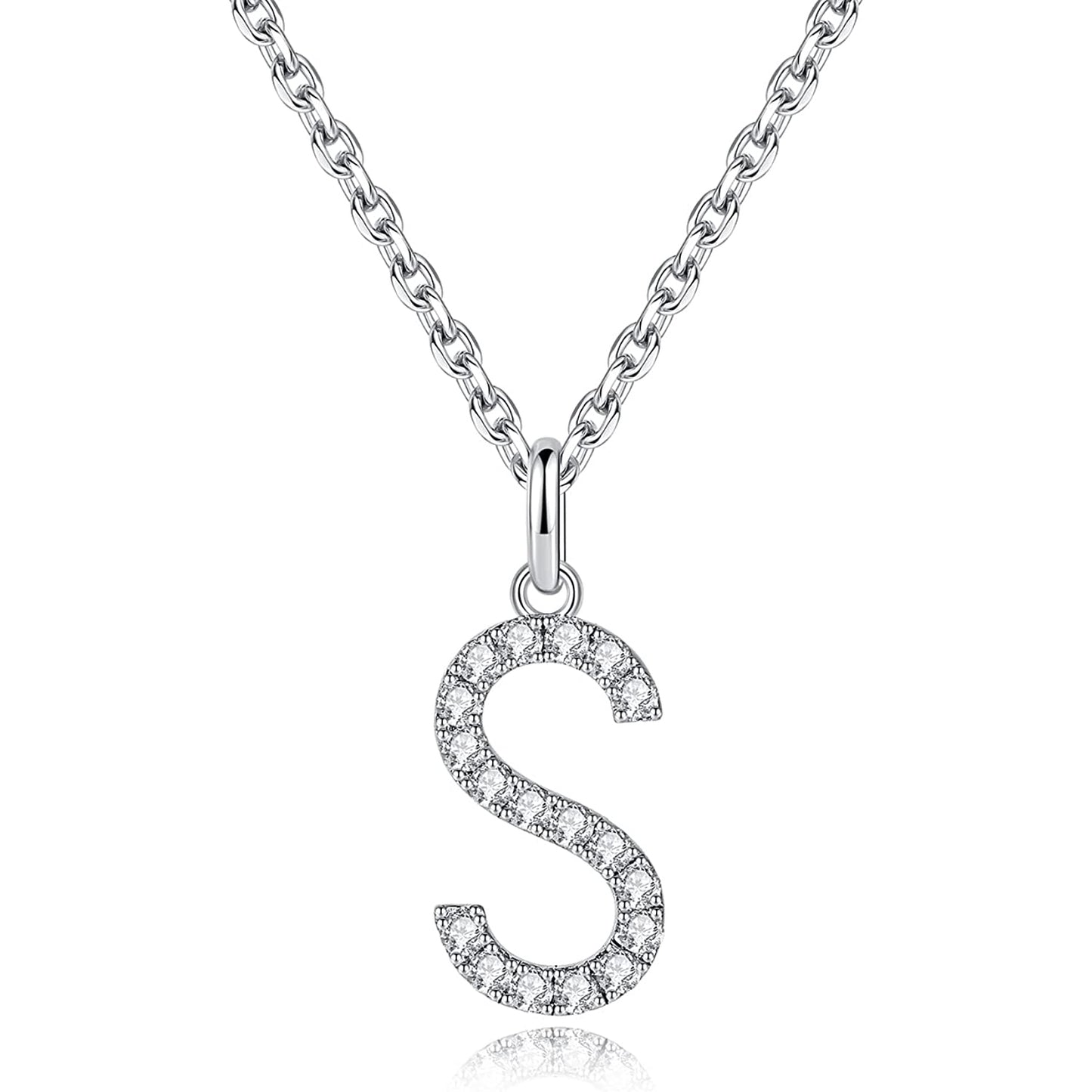 Moissanite A Initial Letter Pendant Necklace for Women in Silver