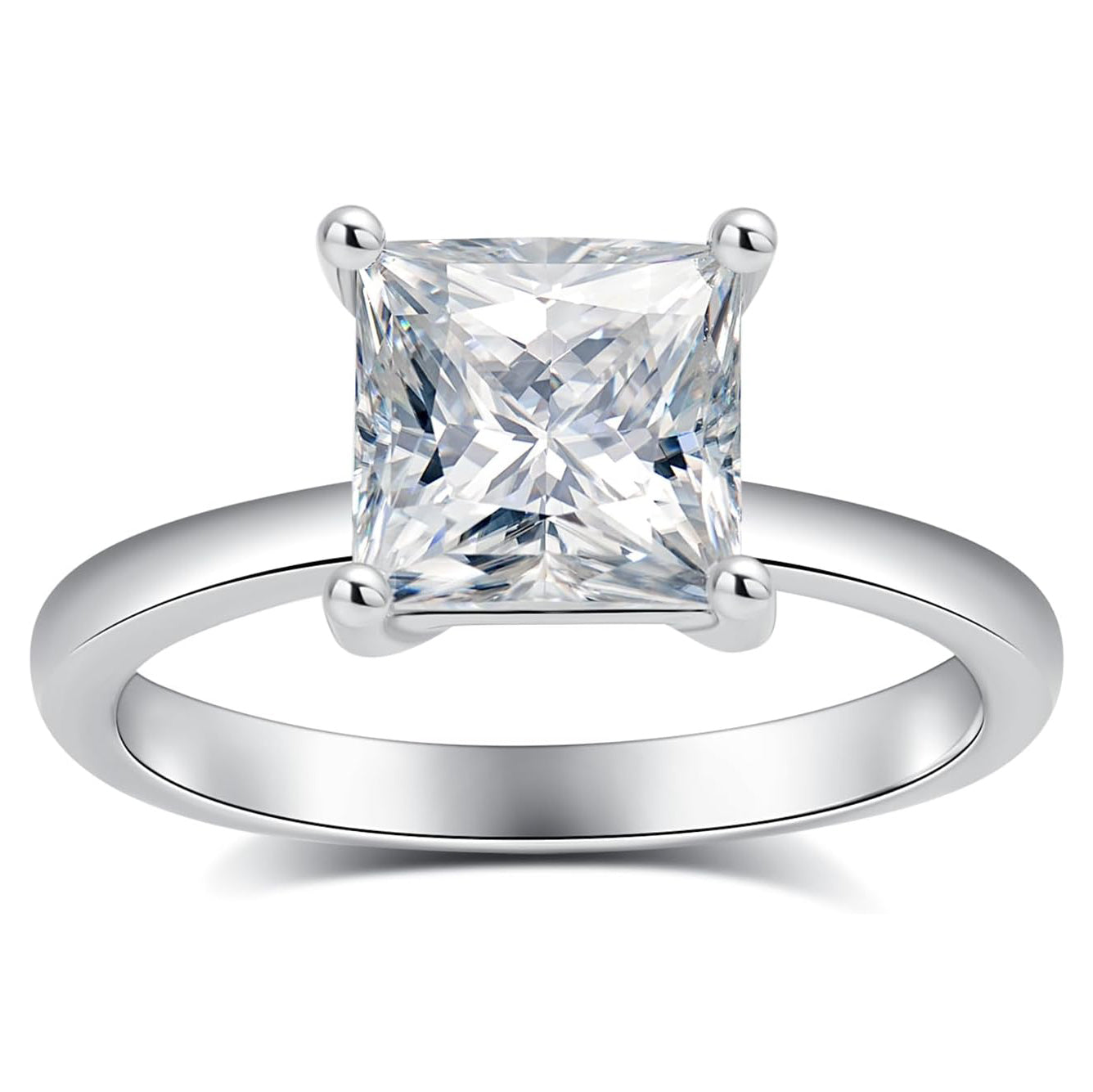 2CT Moissanite Solitaire Princess Cut Engagement Ring for Women