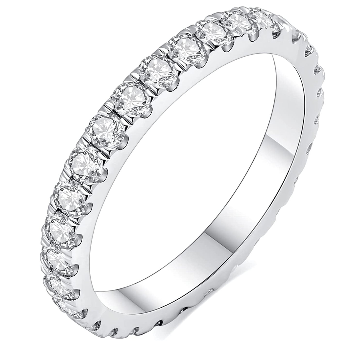 Full Moissanite Wedding Band for Women 1.5mm/2.0mm