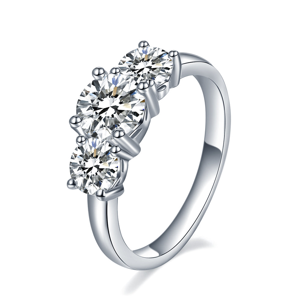 2CT Moissanite 3 Stone Engagement Ring for Women