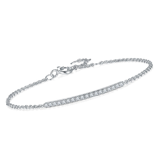 Moissanite Pave Bar Bracelet for Women in Sterling Silver